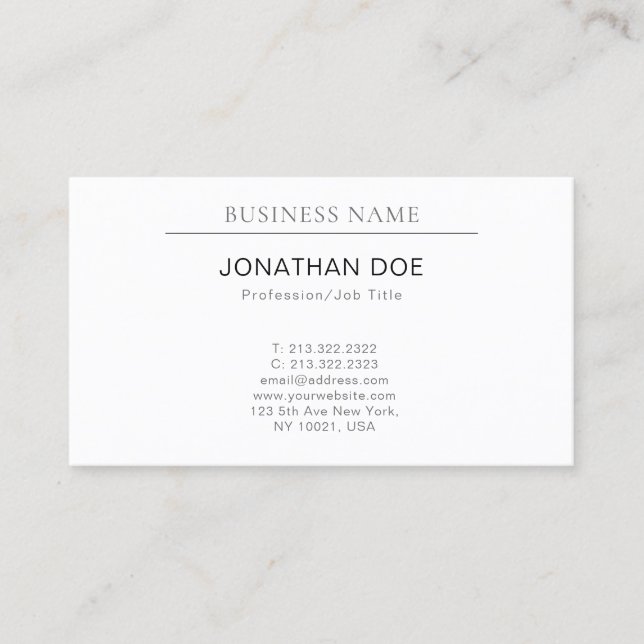 Carte De Visite Elégant design élégant tendance Plain moderne luxe (Devant)