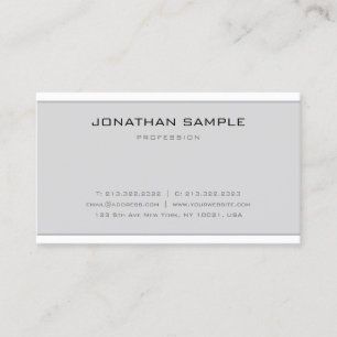 Carte De Visite Élégant design minimaliste Moderne Gris Blanc bril