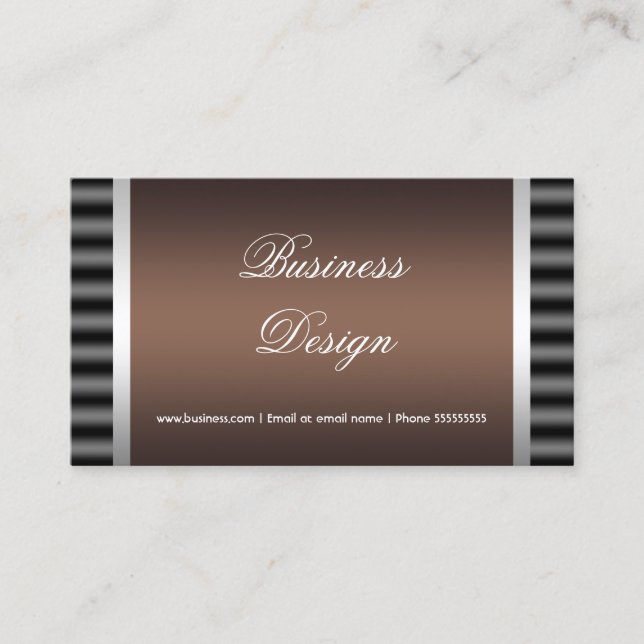 Carte De Visite Élégant Design Noir Chocolat Brun Gris Argent 2 (Devant)