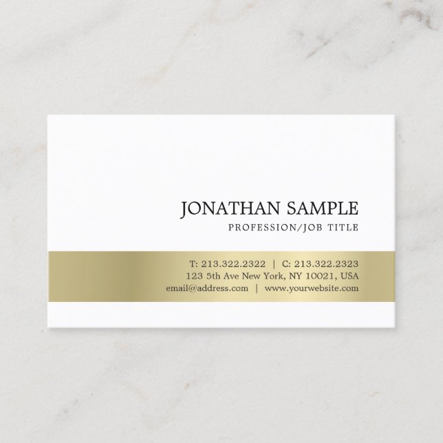 Carte De Visite Élégant design professionnel moderne look or (Devant)
