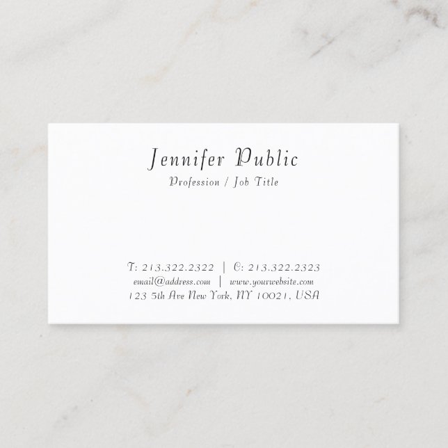 Carte De Visite Élégant Design Simple Écriture Manuscrite Moderne (Devant)