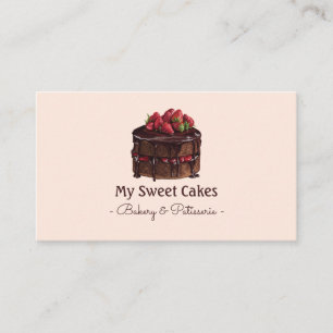 Carte De Visite Elégant dessert de gâteau au chocolat à l'aquar