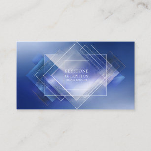 Carte De Visite Élégant Diamant Géométrique Moderne Bleu et Blanc