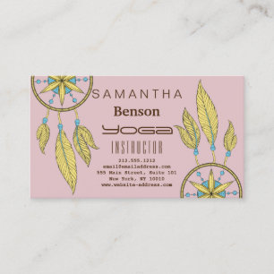 Carte De Visite Elégant Dream Catcher Feathers Yoga Instructor