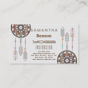 Carte De Visite Elégant Dream Catcher Feathers Yoga Instructor