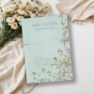 Carte De Visite Elégant Dusky Floral Vine Aqua Collier Affichage