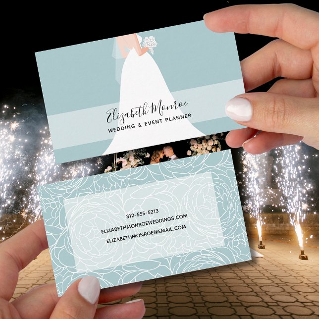 Carte De Visite Élégant Dusty Blue Mariage (Créateur téléchargé)