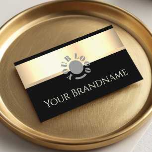 Carte De Visite Élégant effet or noir logo personnalisé profession