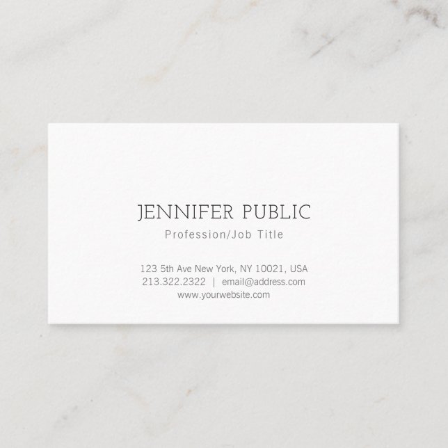Carte De Visite Élégant Élancé Professionnel Simple Blanc Moderne (Devant)