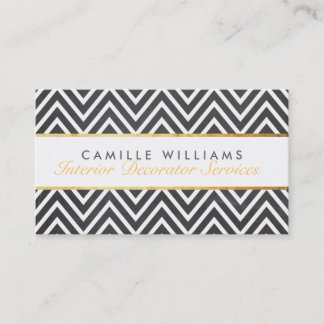 Carte De Visite ELEGANT élégant bande d'or chevron chalkboard gris