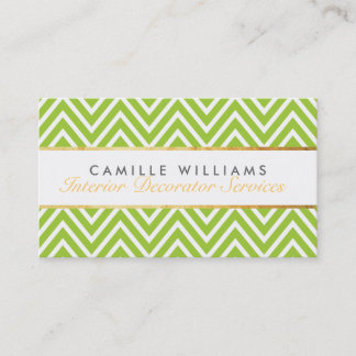 Carte De Visite ELEGANT élégant chevron or motif citron vert