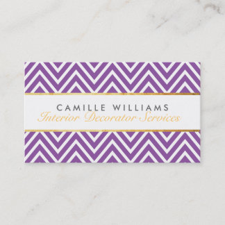 Carte De Visite ELEGANT élégant chevron or motif violet violet vio