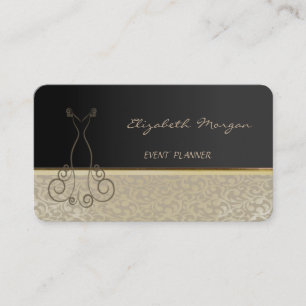 Carte De Visite Élégant Élégant Chic,Damas,Noir,Robe