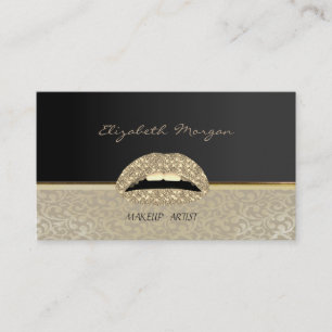 Carte De Visite Élégant  Élégant Chic,Damask,Noir,Lèvres