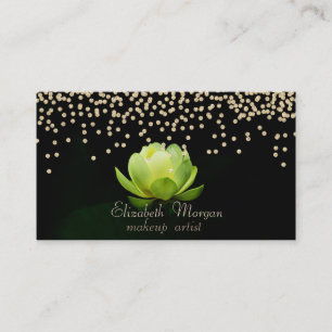 Carte De Visite Elégant élégant Diamants Noirs Lotus Vert