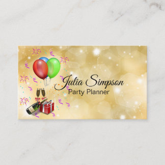 Carte De Visite Élégant, élégant, Gold, brillant, ballons colorés