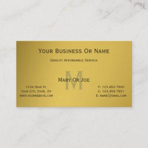 Carte De Visite Élégant, élégant monogramme or avec accents noirs