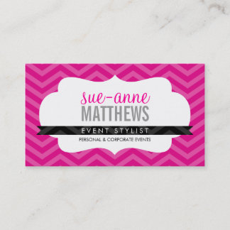 Carte De Visite ELÉGANT élégant motif de chevron tendance rose vif