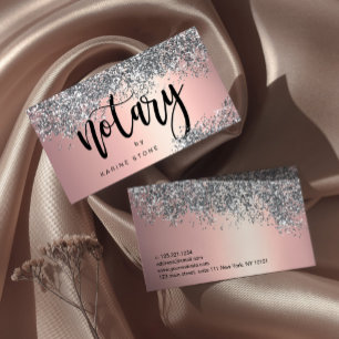 Carte De Visite Elégant élégant parties scintillant argent notaire