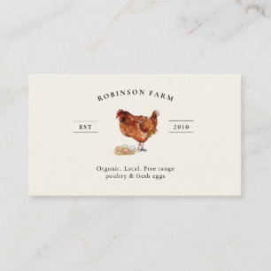 Carte De Visite Élégant élevage de poulets et d'oeufs frais