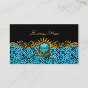 Carte De Visite Élégant Elite Classy Turquoise Blue Black Gold Leo
