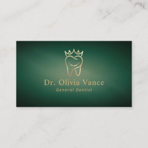 Carte De Visite Elegant Emerald Green Gold Tooth Dentistry