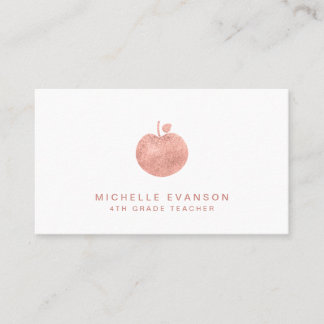 Carte De Visite Élégant enseignant instructeur Rose Gold Foil Appl