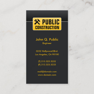 Carte De Visite Élégant Entreprise Noir Construction Maison Constr