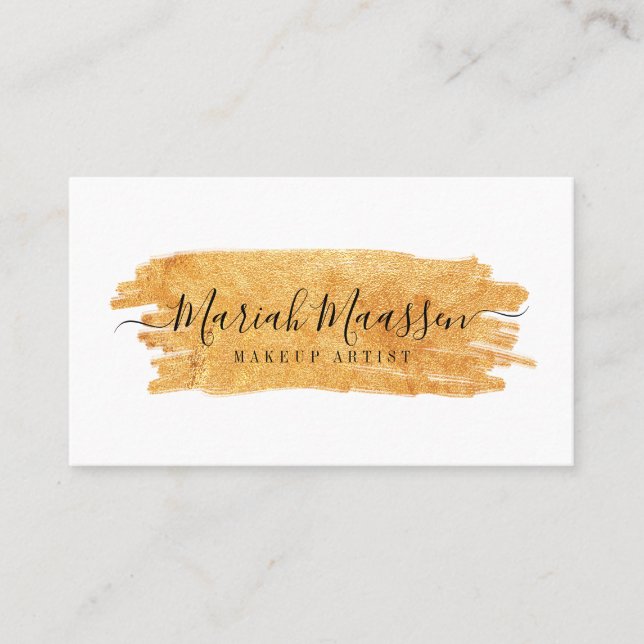 Carte De Visite Élégant et glamour Beauté Gold maquillage brosse (Devant)