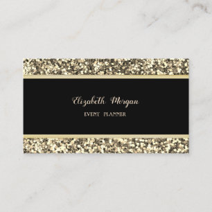 Carte De Visite Élégant et stylé, noir, paillettes dorées