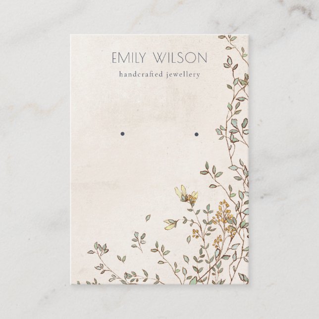 Carte De Visite Élégant étendoir à oreille à la vigne florale Dusk (Devant)