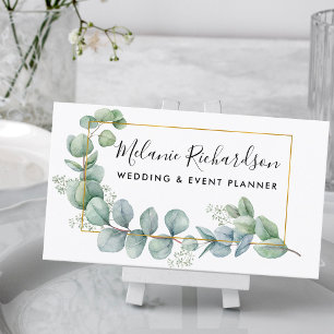 Carte De Visite Elégant Eucalyptus Feuille Gold encadré