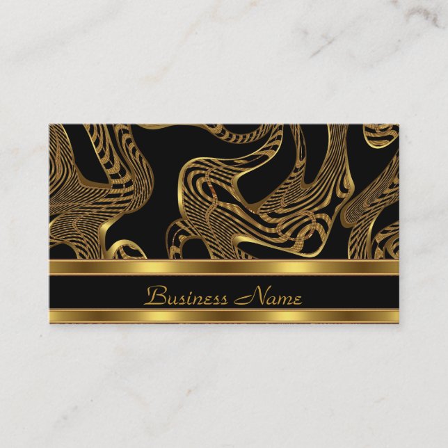 Carte de visite Elegant Exotic Black Gold Abstrait (Devant)