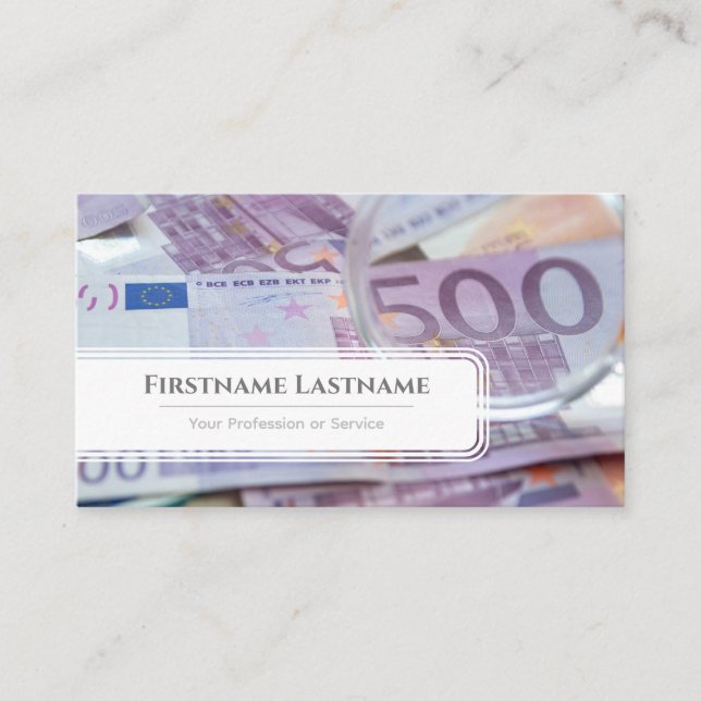 Carte De Visite Elégant expert financier en monnaie euro blanc (Devant)