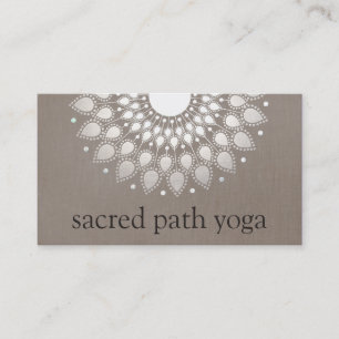 Carte De Visite Elégant Faux Argent Ornate Lotus Mandala