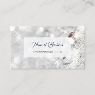 Carte De Visite Élégant FAUX Diamond Parties scintillant blanche