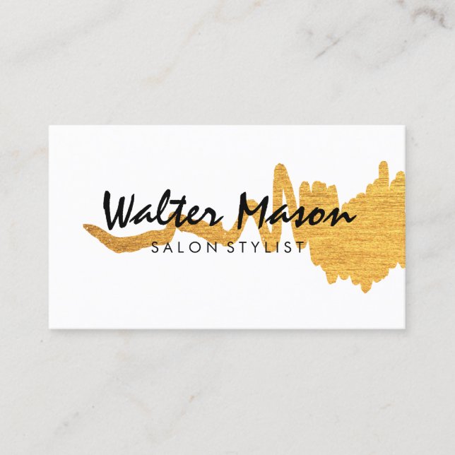 Carte De Visite Elégant Faux Gold brossé Texture (Devant)