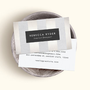 Carte De Visite Élégant Faux Gold et Linen Professional