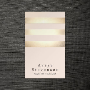 Carte De Visite Élégant Faux Gold Foil rayé moderne rose clair