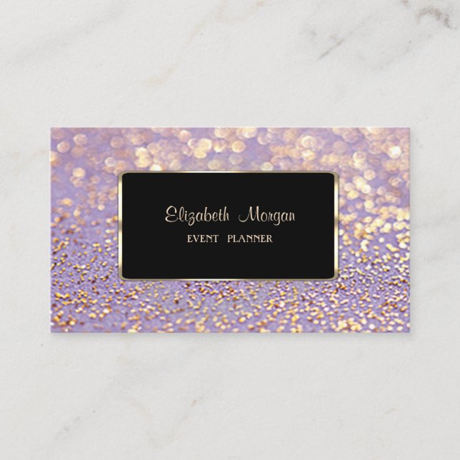 Carte De Visite Élégant, Faux Gold, Glittery Bokeh (Devant)