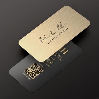Carte De Visite Elégant Faux Gold Noir minimaliste moderne