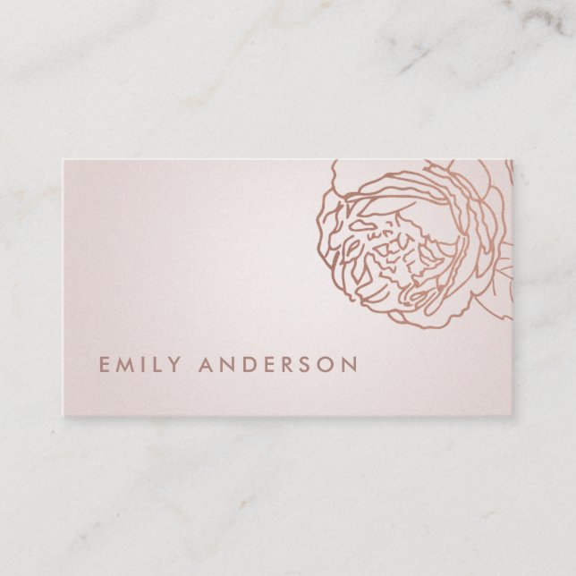 CARTE DE VISITE ÉLÉGANT FAUX PEARH BLUSH ROSE GOLD FLOLD (Devant)