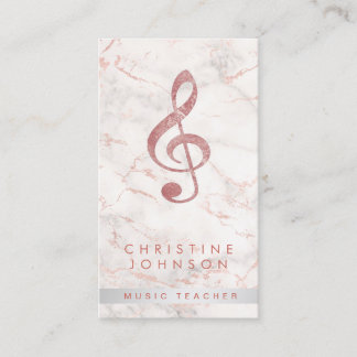 Carte De Visite élégant faux rose or treble maître de musique clef
