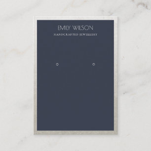 CARTE DE VISITE ÉLÉGANT FAUX SILVER NAVY BORDER EARRÊT AFFICHAG
