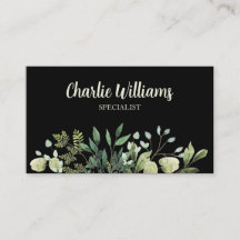 Élégant feuille vert botanique noir