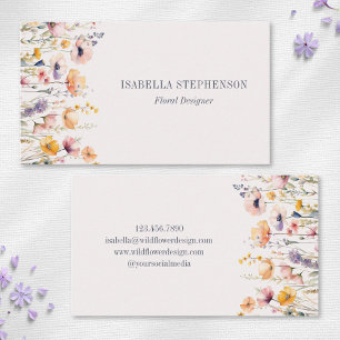 Carte De Visite Elégant Fleur sauvage aquarelle Floral