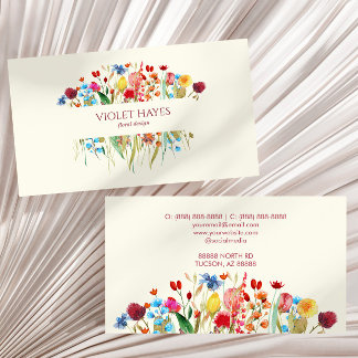Carte De Visite Élégant Fleur sauvage Fleur sauvage Floral Custom