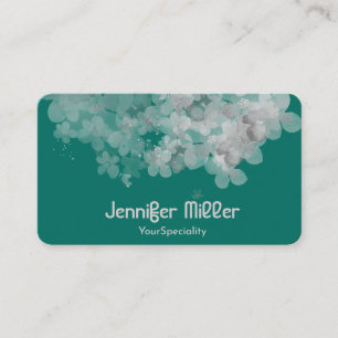 Carte De Visite Élégant floral aquarelle pastel vert profond  