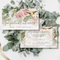 Elégant Floral Blush Oiseaux Vintages rose Rose Bu