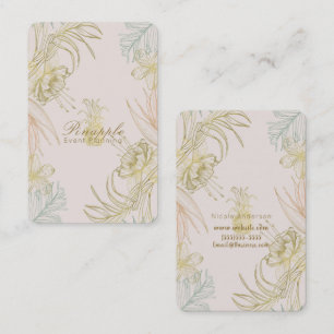 Carte De Visite Élégant floral botanique tropical blush doré chic